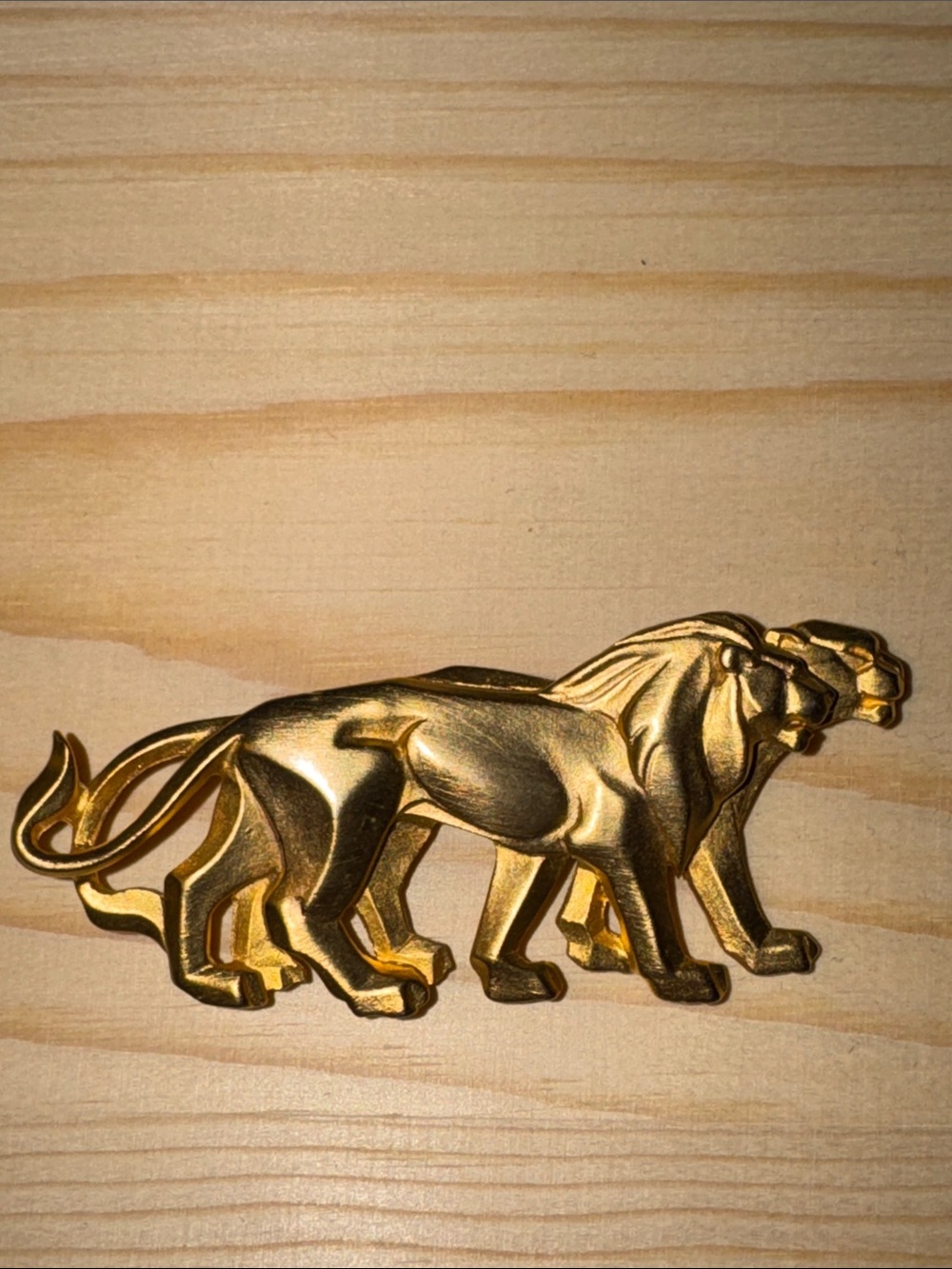 JJ Jonette Vintage gold-tone double lion brooch